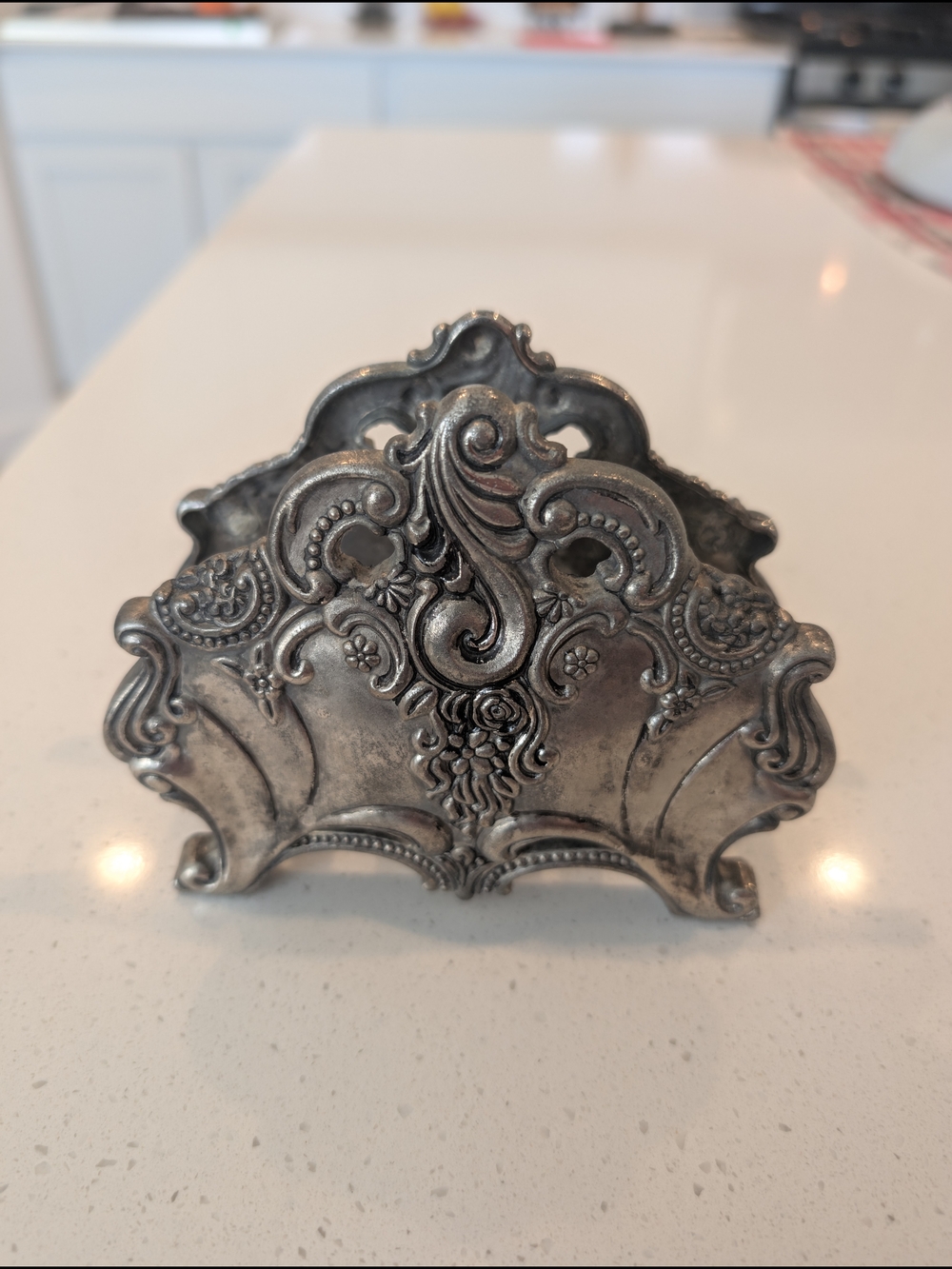 Ornate Silver-Tone Napkin Holder